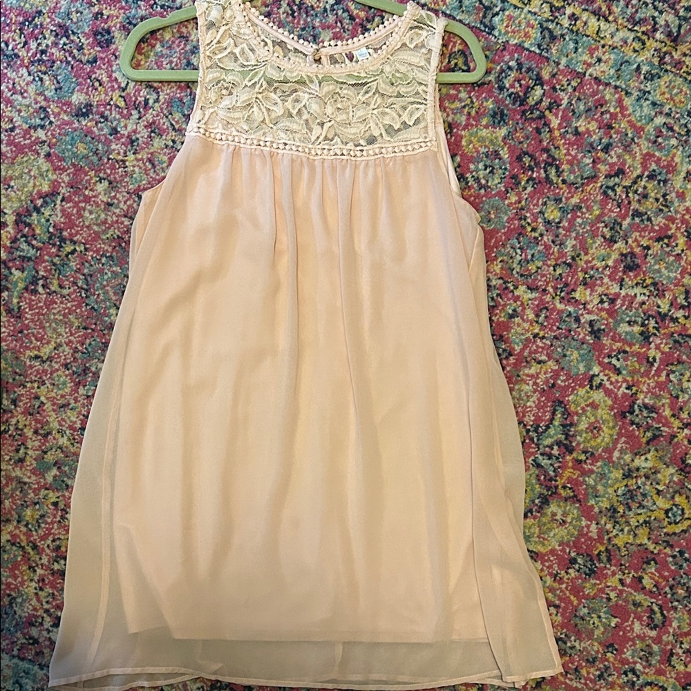 Blush Pink Sleeveless Lace Mini Dress